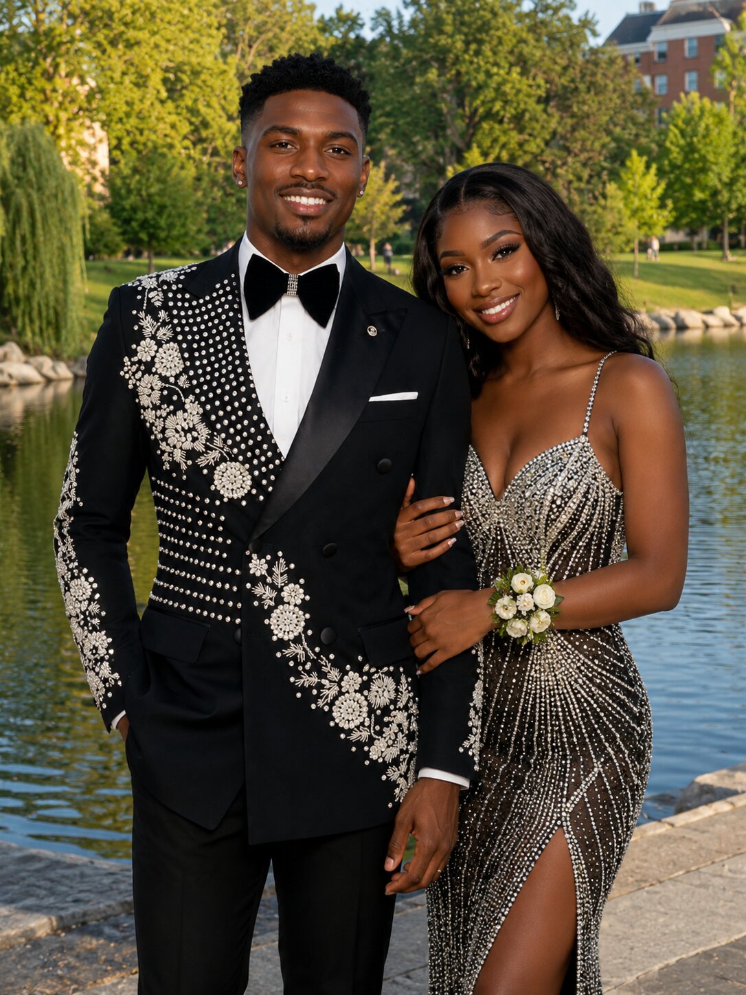 Men’s Rhinestone Double Breasted Tuxedo Suit