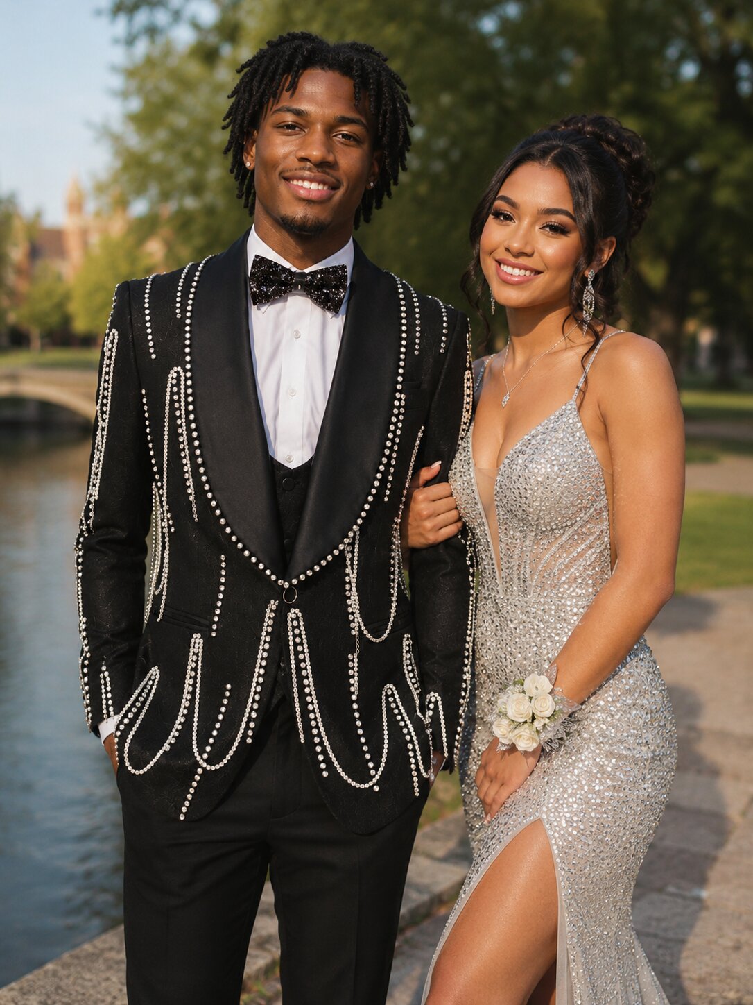 Men’s Luxury Rhinestone Shawl Lapel Tuxedo 3 Piece Suit – Slim Fit Prom & Dinner Blazer Set