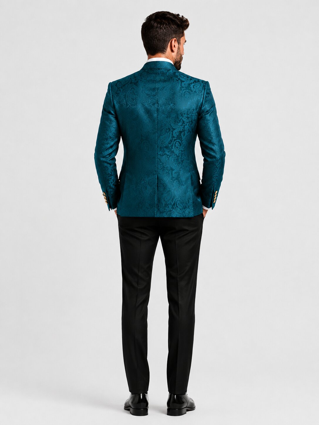 Paisley Mandarin Collar 3 Piece Suit