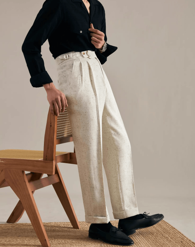 Men’s Relaxed High-Waisted Straight-Leg Dress Pants