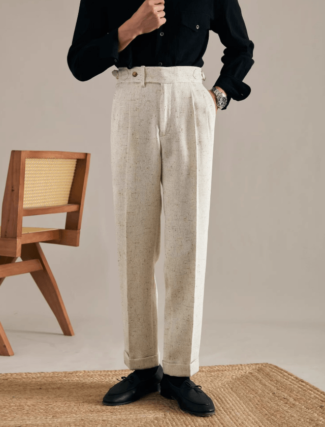 Men’s Relaxed High-Waisted Straight-Leg Dress Pants