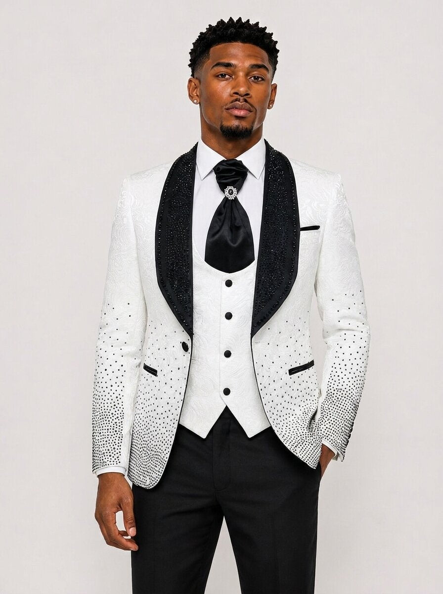 Men's Rhinestone Paisley Shawl Lapel Tuxedo