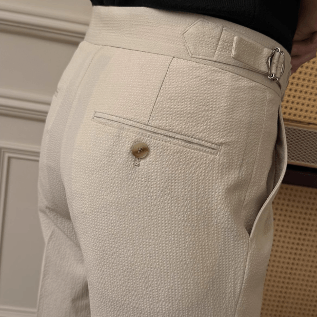 Men’s Seersucker Neapolitan Tailored Dress Pants