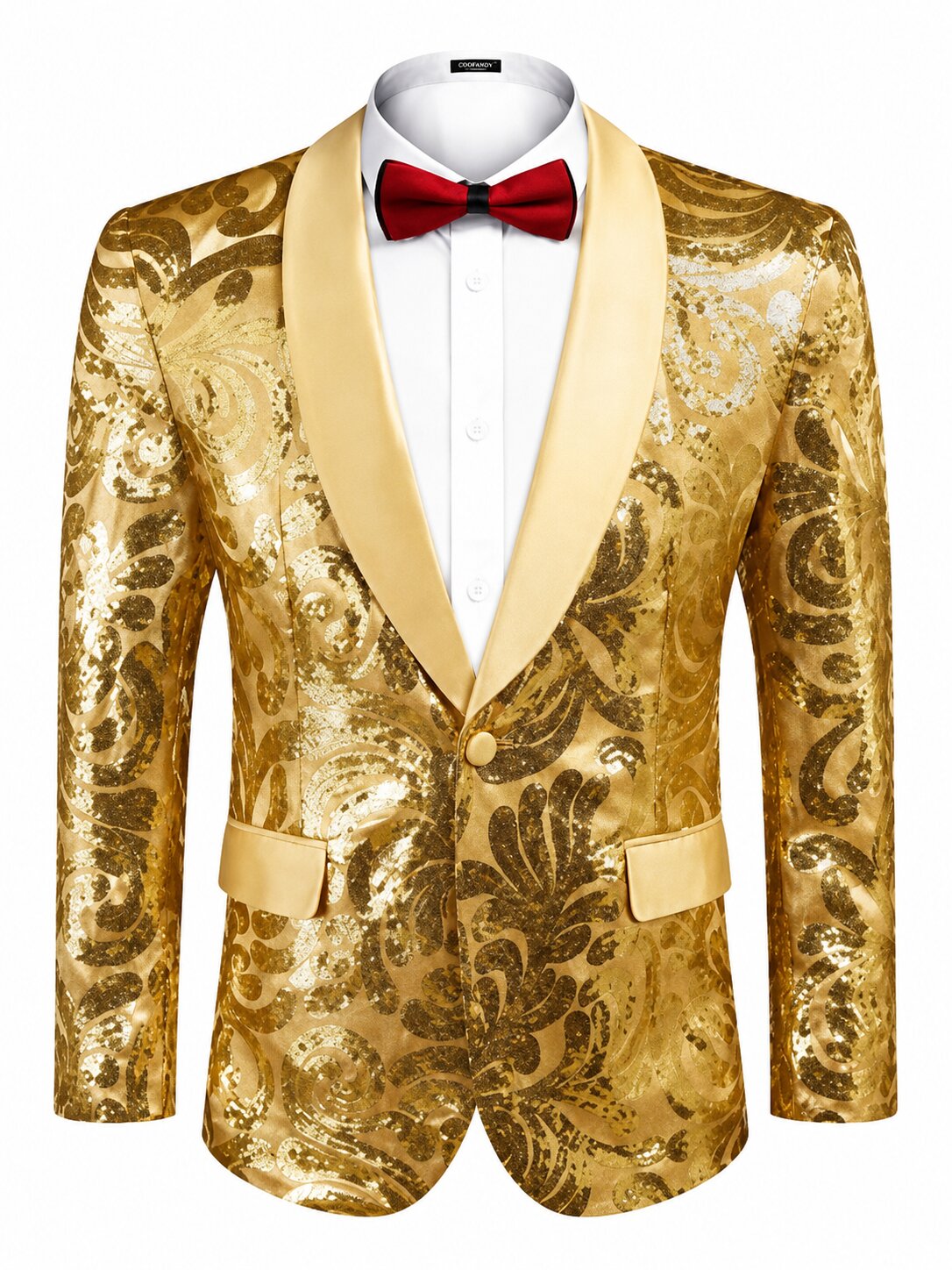 Men's Satin Shawl Lapel Sequin Blazer