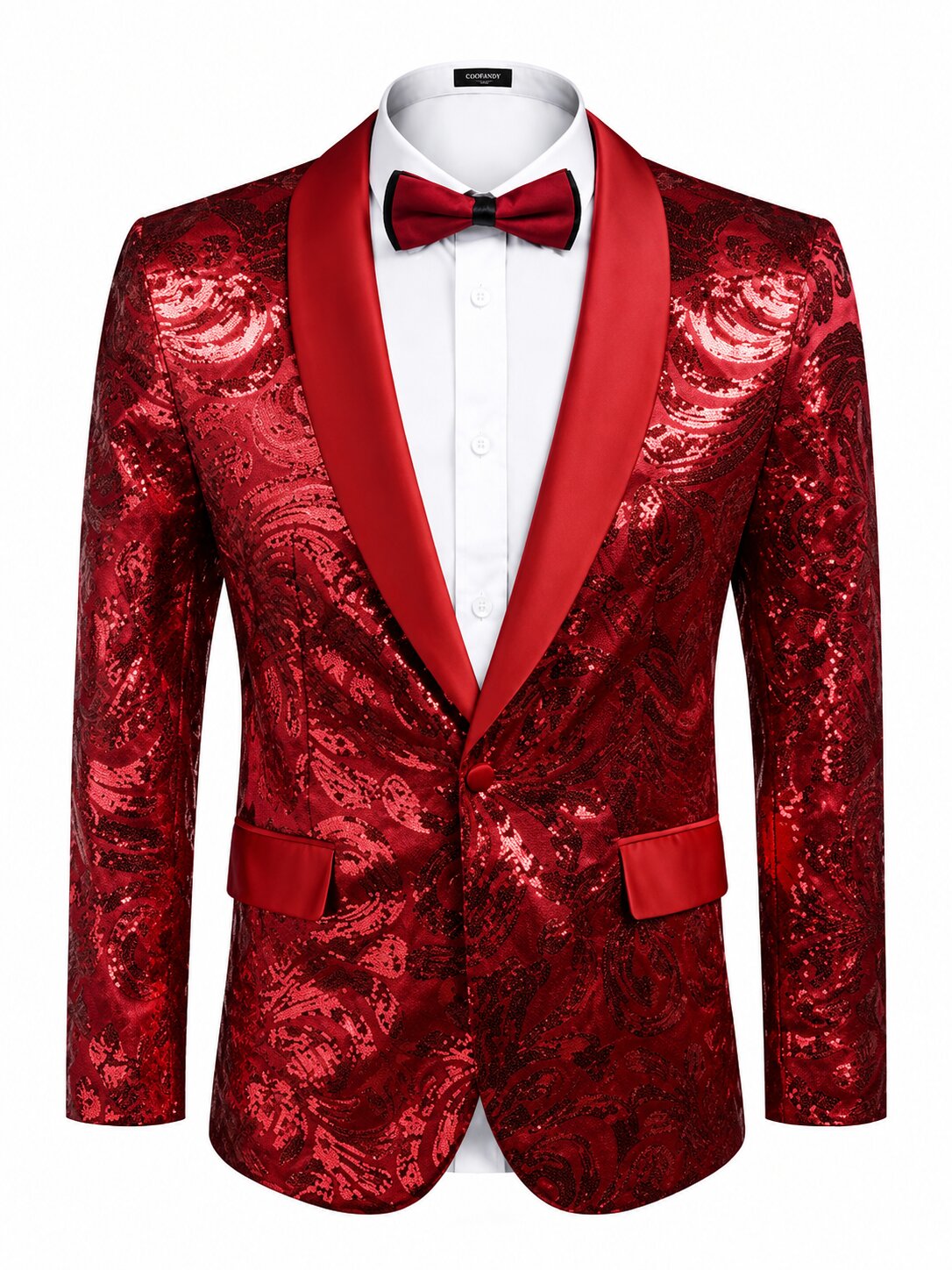 Men's Satin Shawl Lapel Sequin Blazer