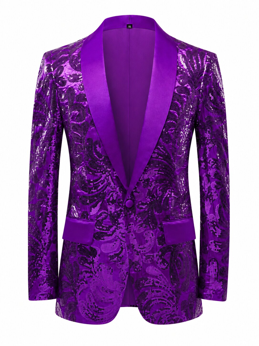 Men's Satin Shawl Lapel Sequin Blazer