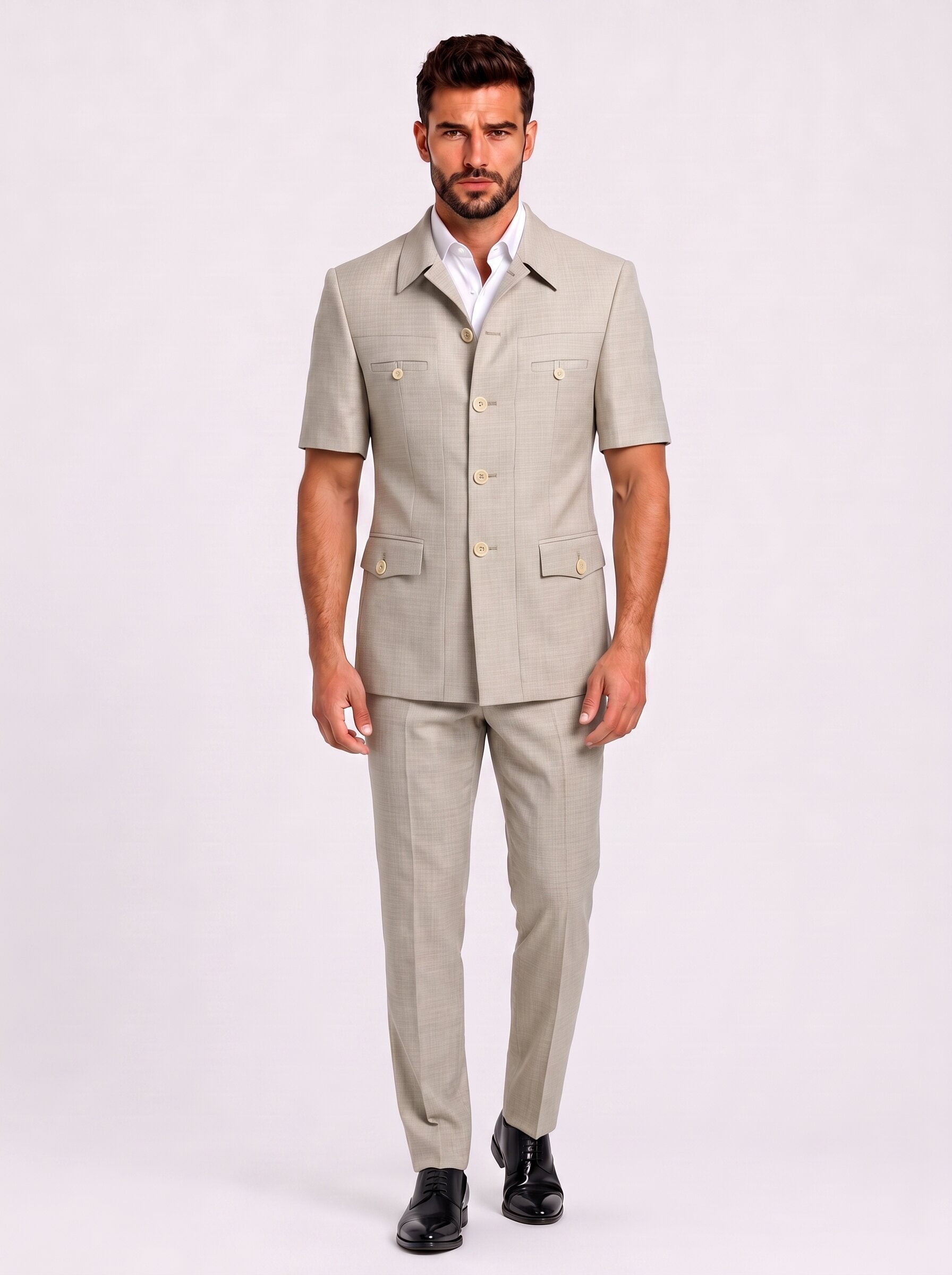 Men's Safari Suit Set Short Sleeve
