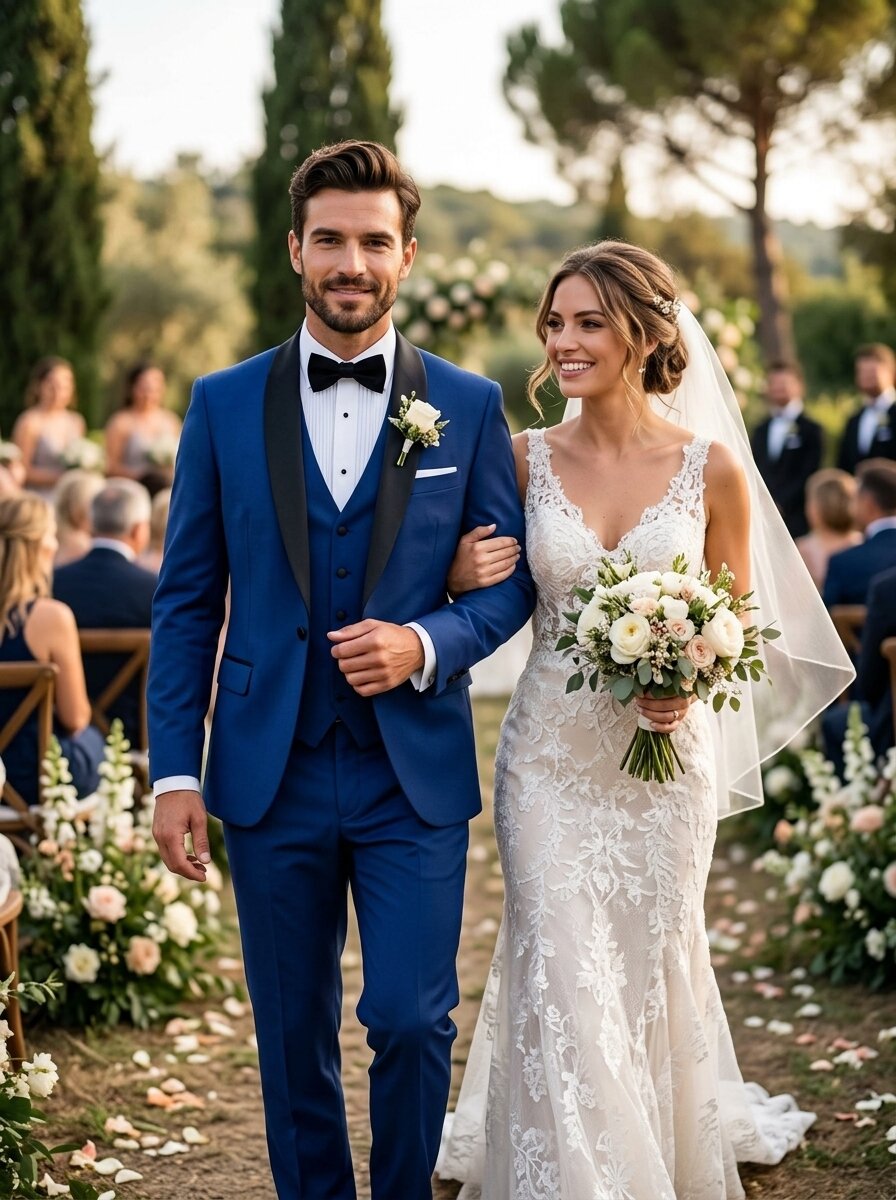 Men’s 3-Piece Wedding Tuxedo with Black Shawl Lapel