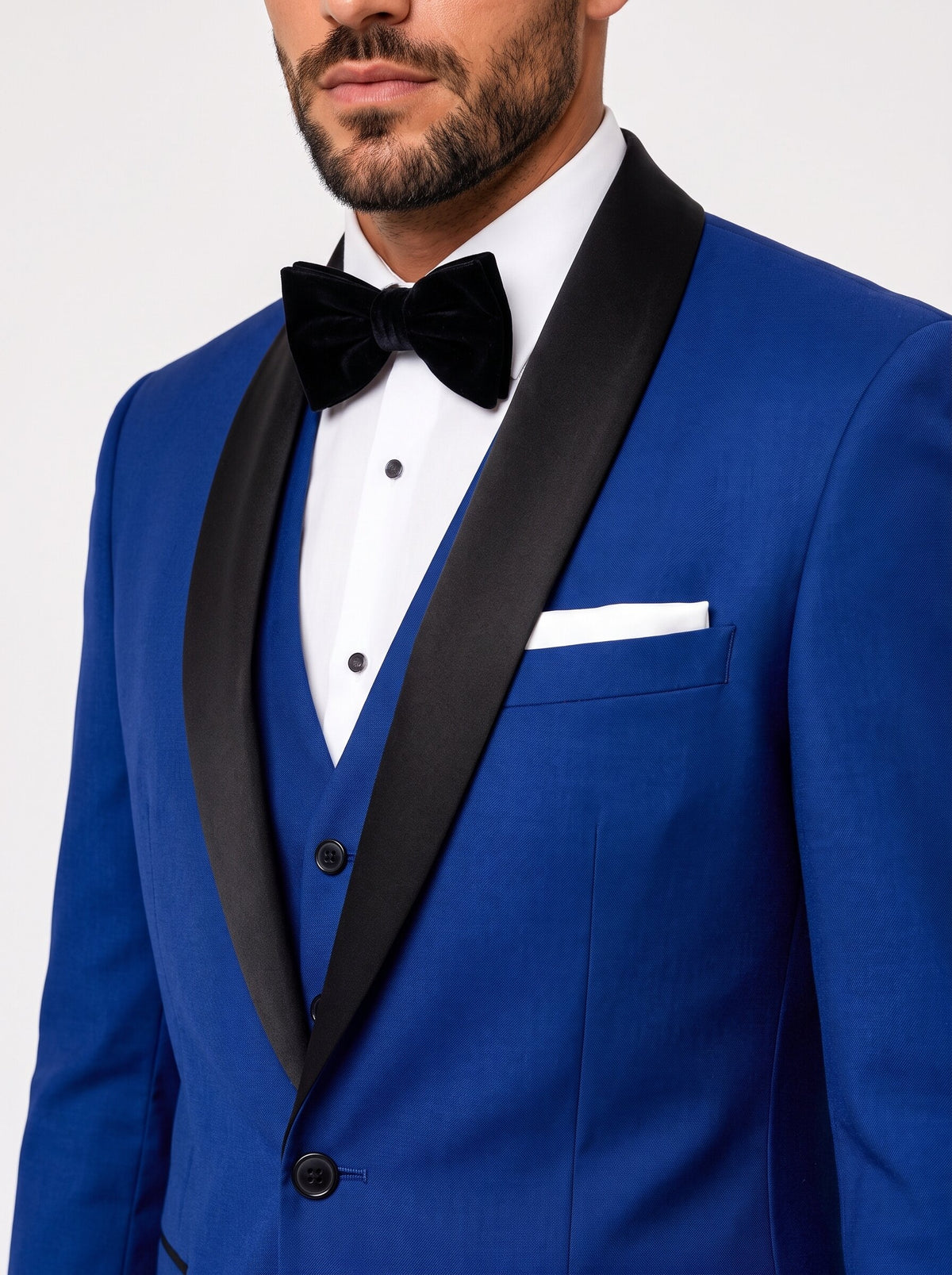 Men’s 3-Piece Wedding Tuxedo with Black Shawl Lapel