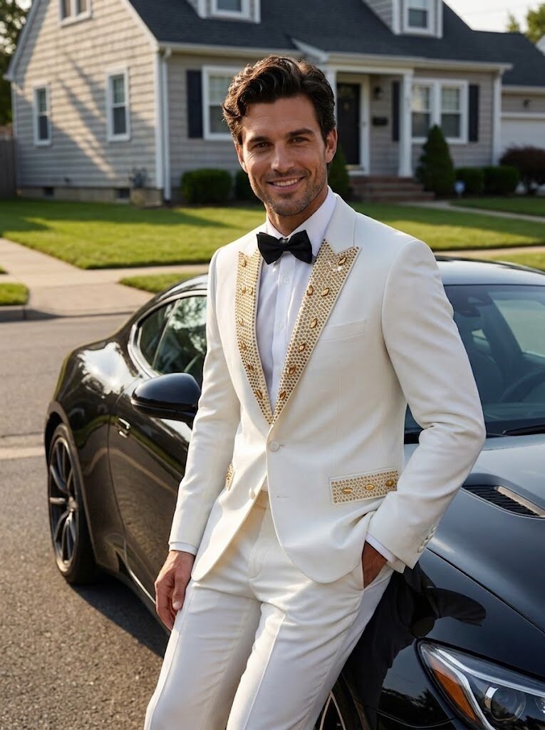 Rhinestone Peak Lapel Prom Tuxedo
