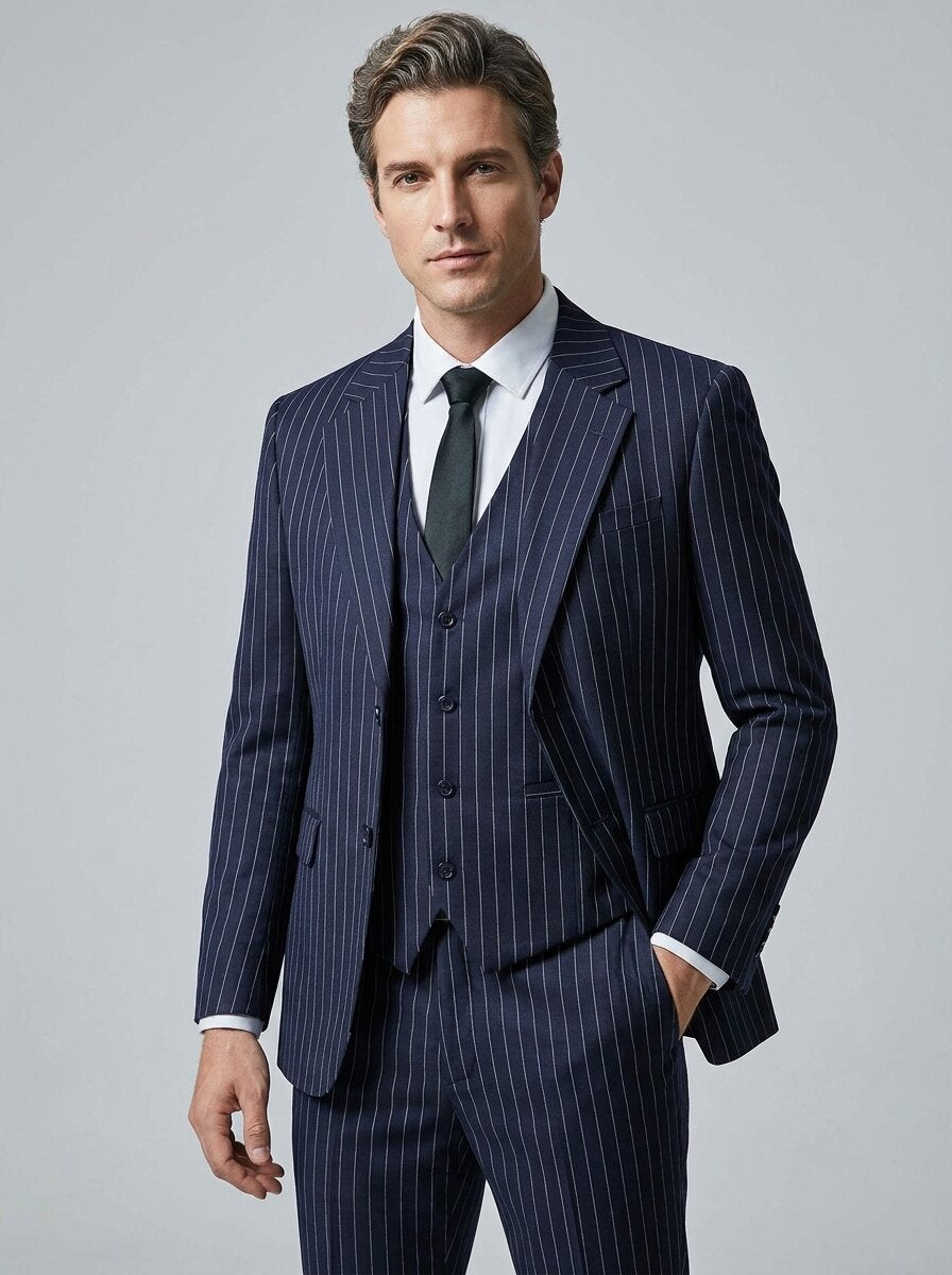 Men’s Striped Suit 3 Piece Set – Professional Office & Meeting Suit