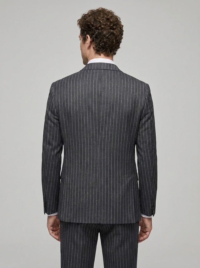 Men’s Striped 3 Piece Suit – Slim Fit Wedding & Business Formal Suit Set