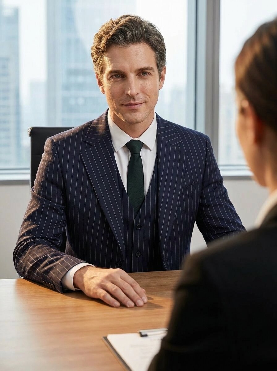 Men’s Striped Suit 3 Piece Set – Professional Office & Meeting Suit