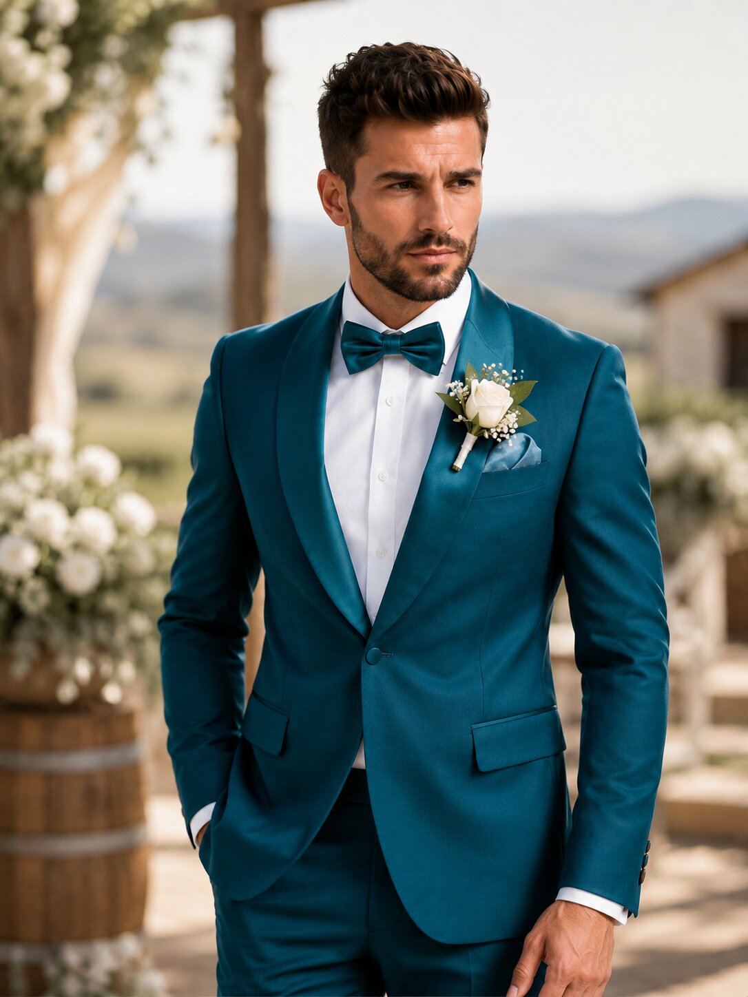 Teal Slim Fit Shawl Lapel 2-Piece Tuxedo