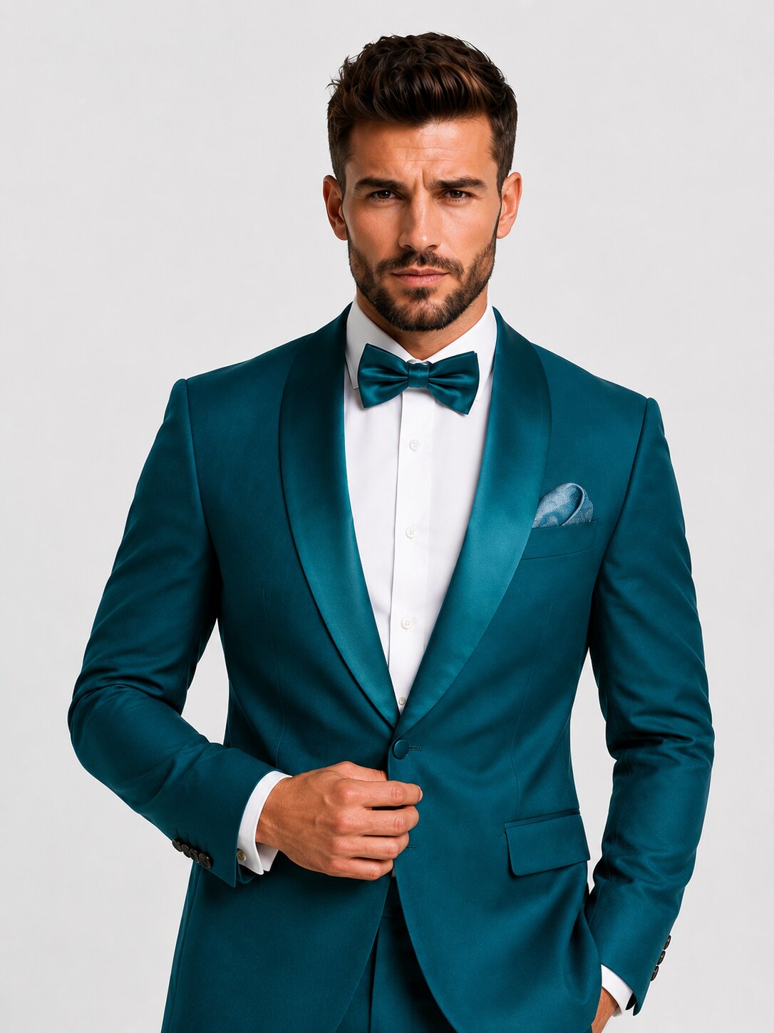 Teal Slim Fit Shawl Lapel 2-Piece Tuxedo