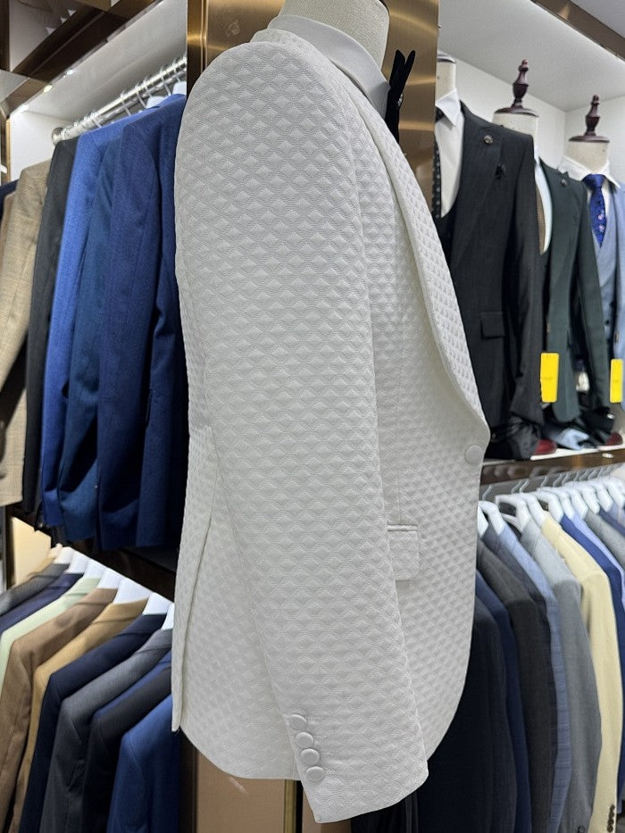 Men’s Textured Shawl Lapel 3 Piece Wedding Tuxedo