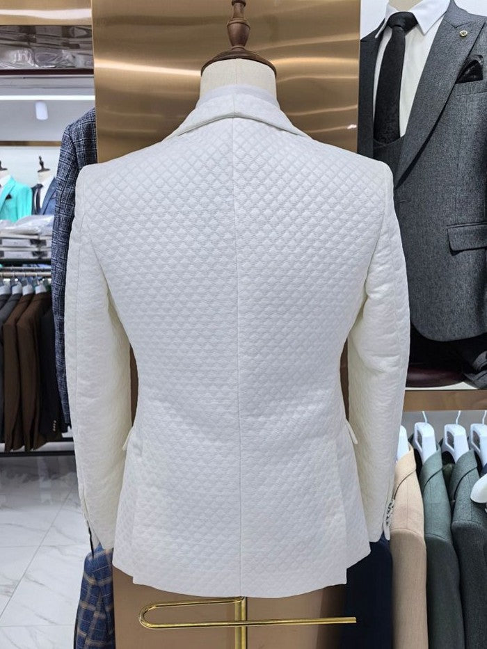 Men’s Textured Shawl Lapel 3 Piece Wedding Tuxedo