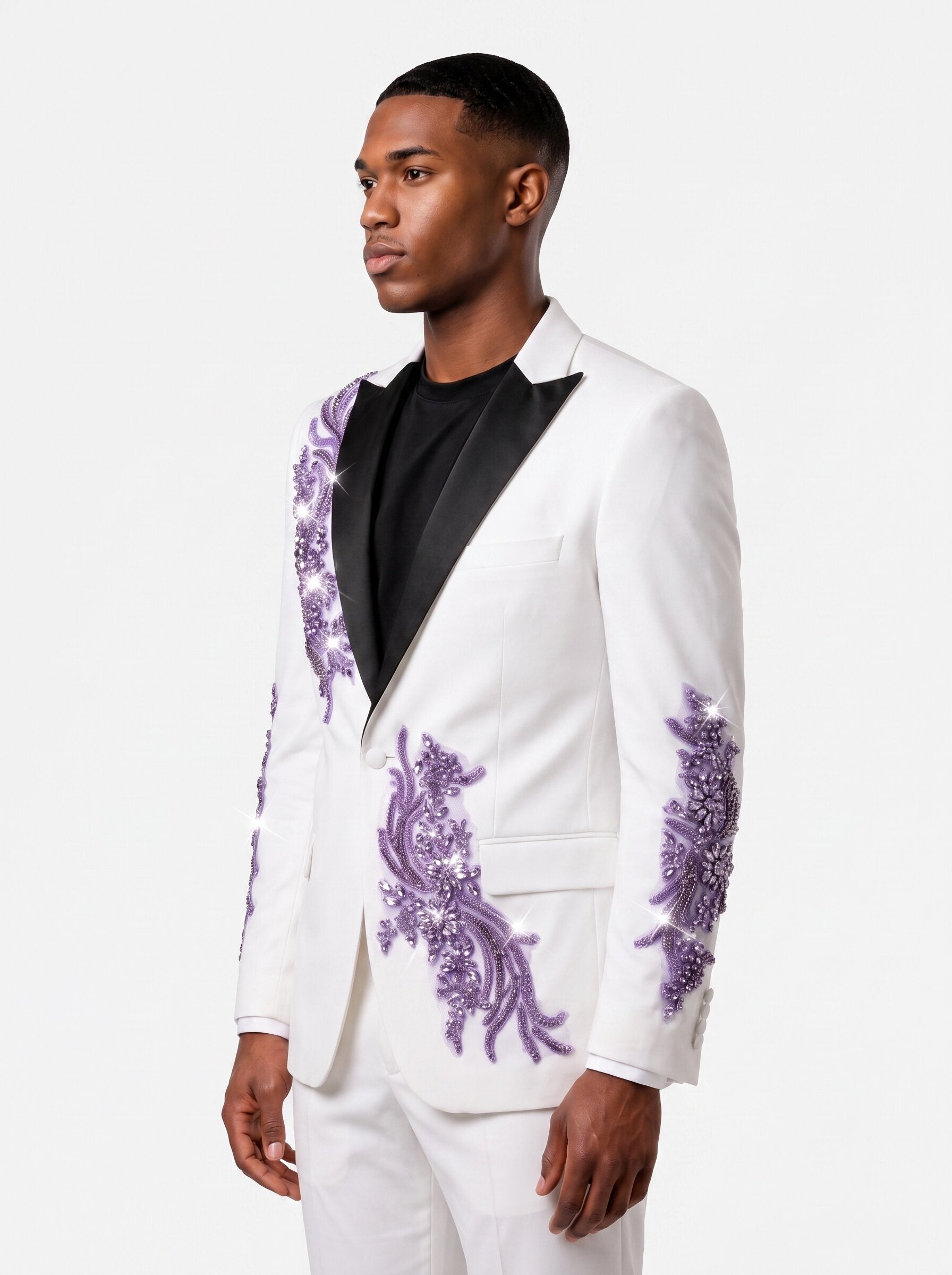 Men's White Rhinestone Tuxedo