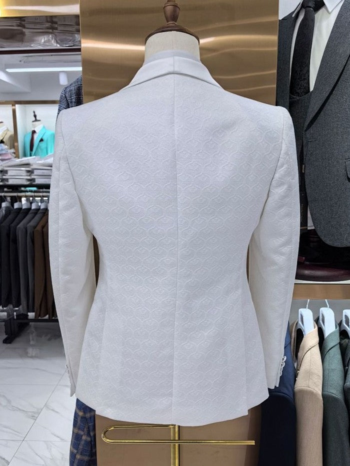 Men’s White Shawl Lapel 3 Piece Wedding Suit