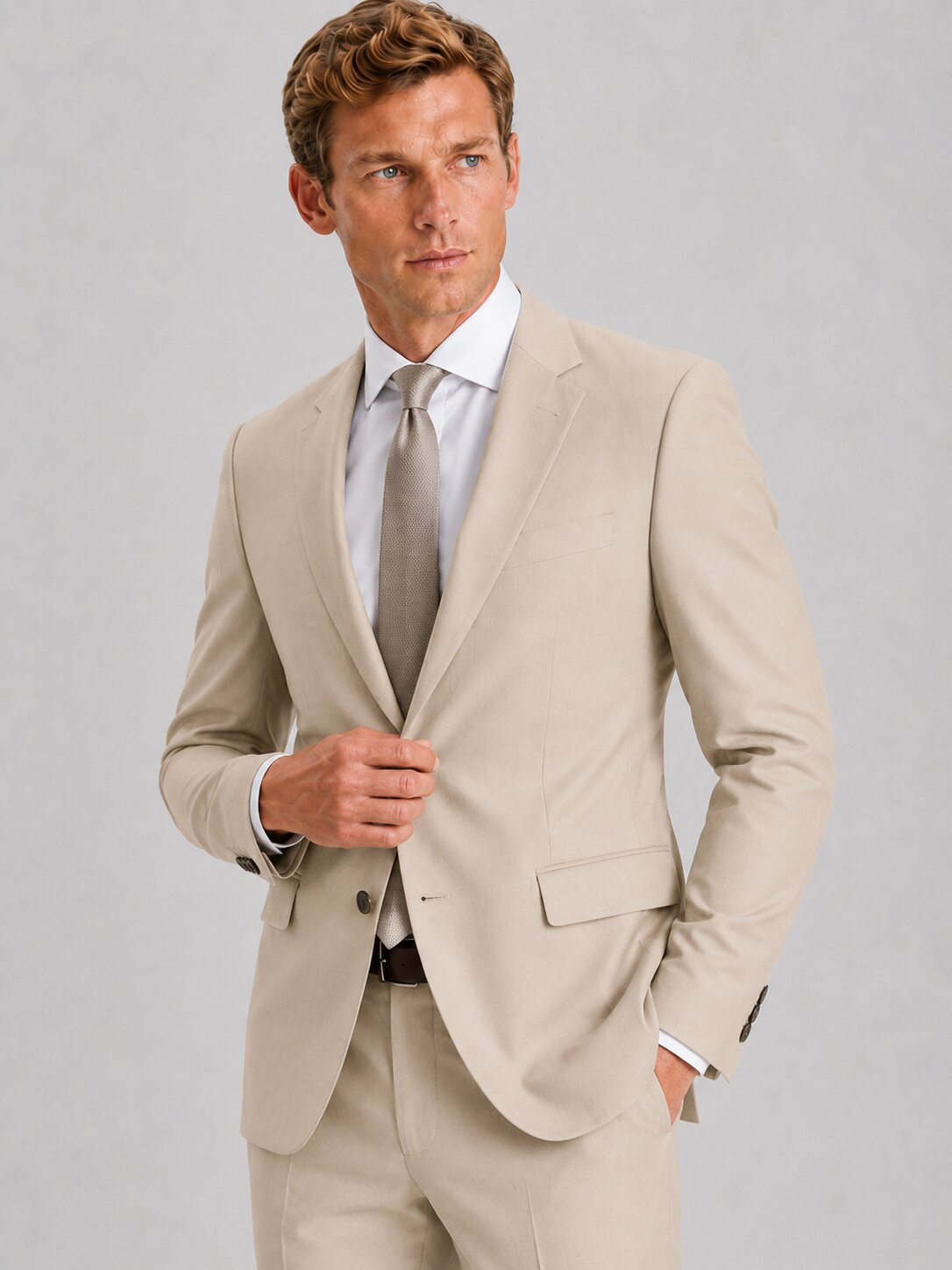 Men's Beige 2 Piece Suit
