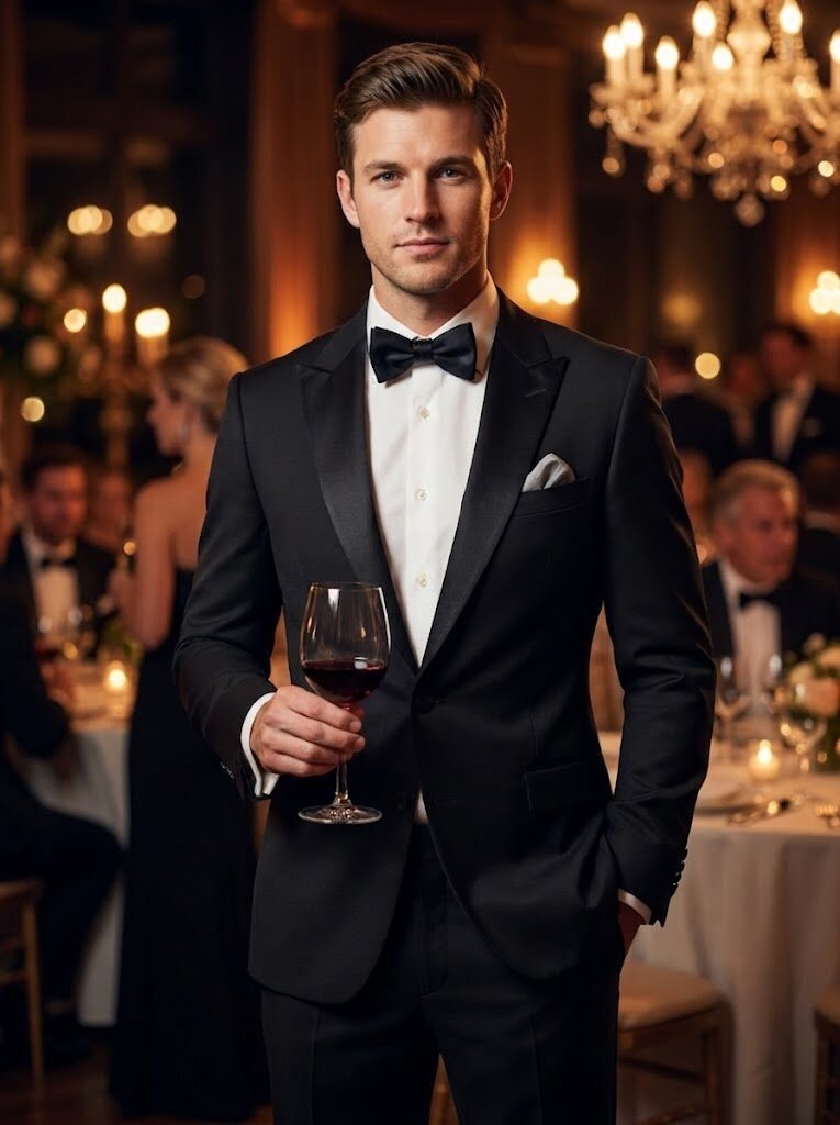 Men’s peak Lapel Tuxedo – Slim Fit Formal Wedding & Prom Dinner Suit