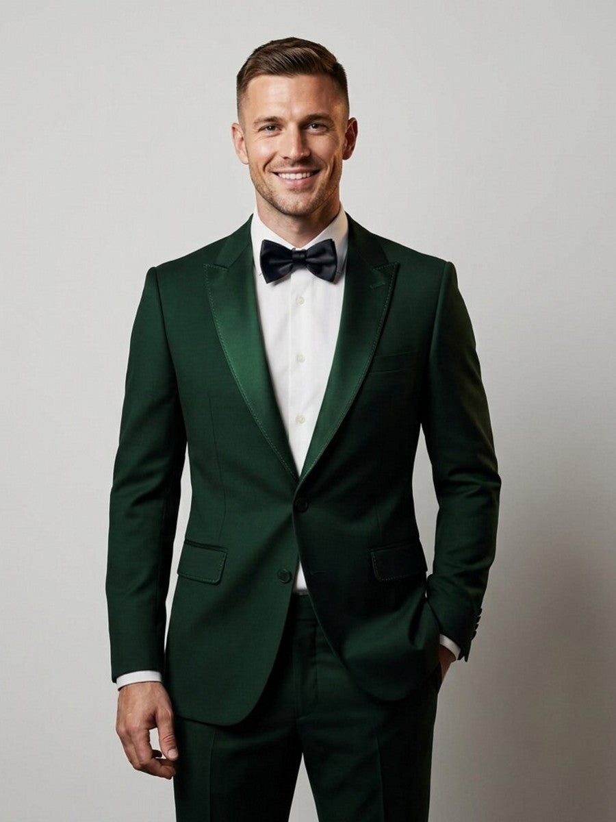 Men's Slim Fit Peak Lapel Tuxedo Suit for Prom & Wedding