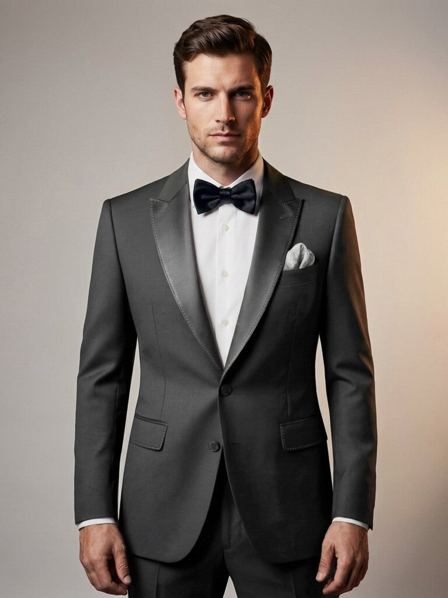 Men's Slim Fit Peak Lapel Tuxedo Suit for Prom & Wedding