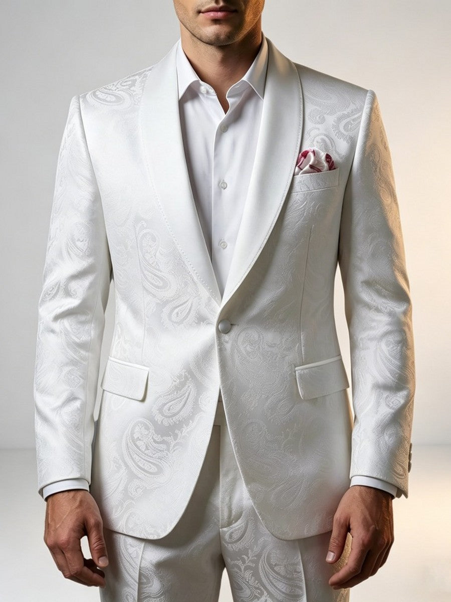 Men’s 2 Piece Paisley Tuxedo Shawl Lapel