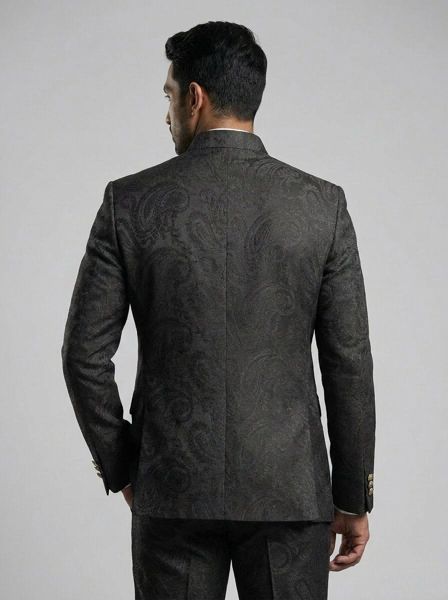 Black Paisley Nehru Suits