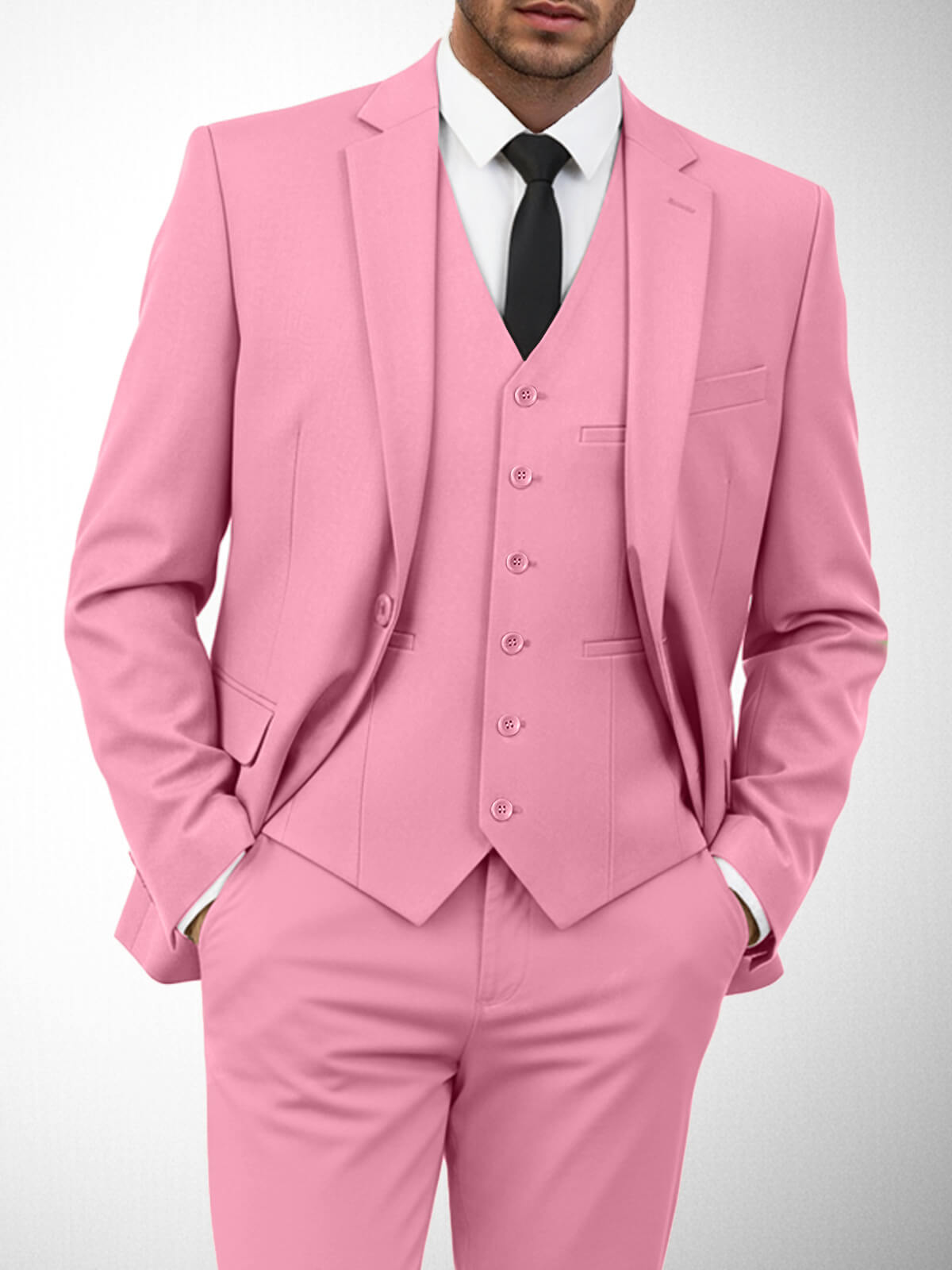 Men's Pink 3 Piece Suit Slim Fit