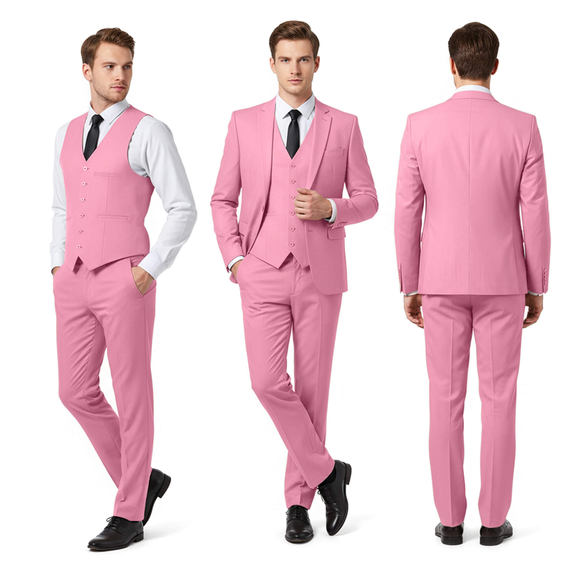 Men's Pink 3 Piece Suit Slim Fit