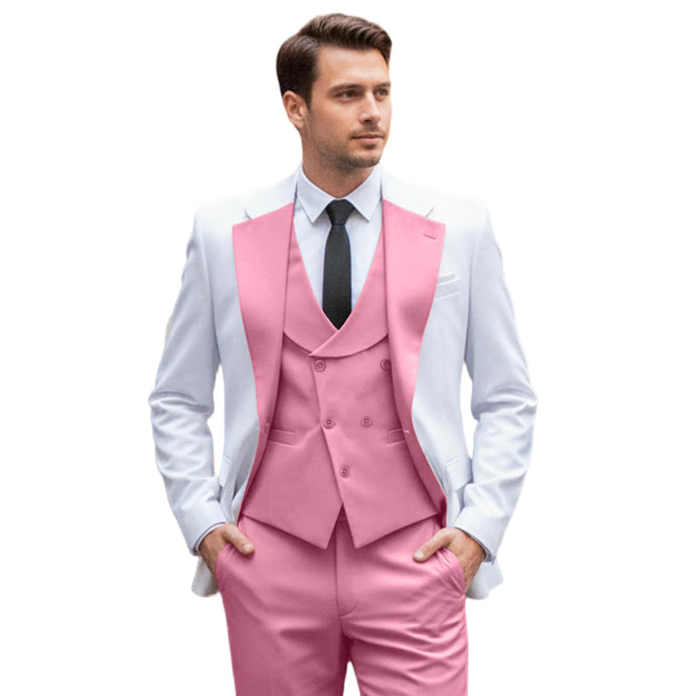 Men's Contrast Slim Fit Suits 3-Piece