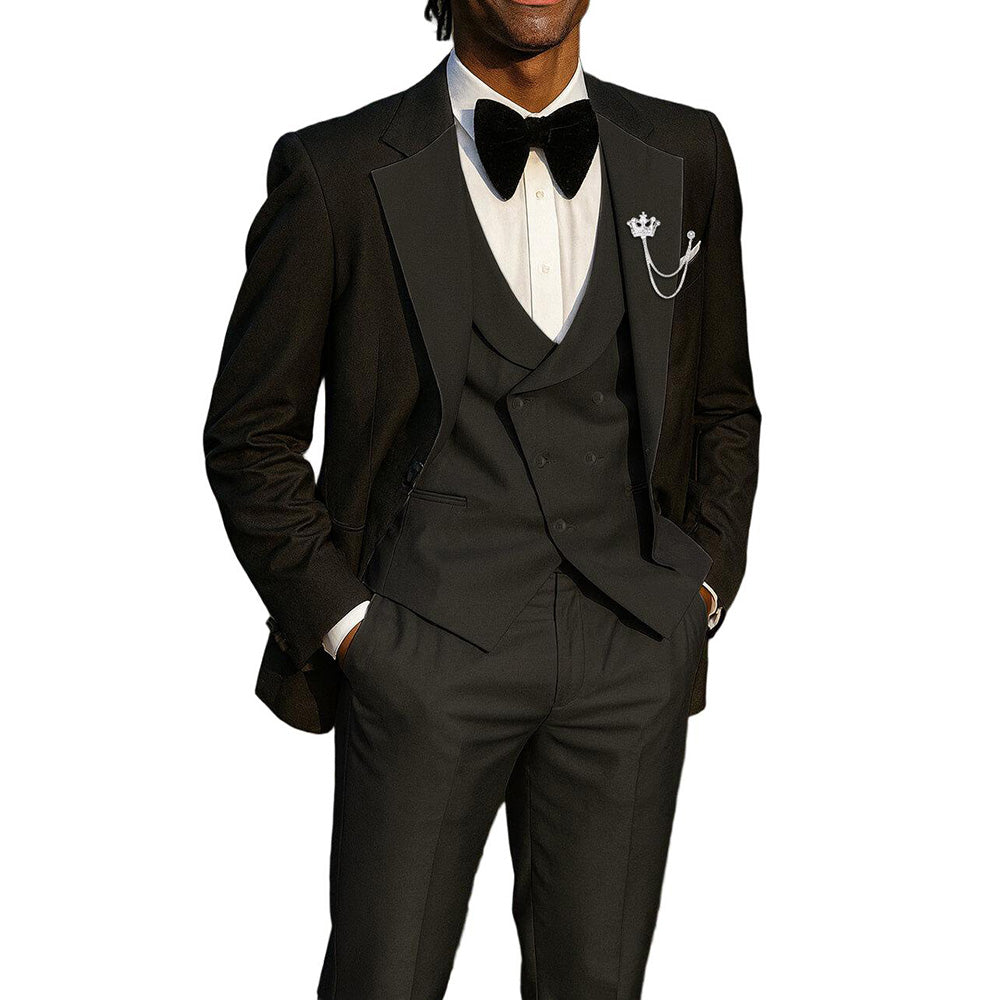 Men's Contrast Lapel Tuxedo Suit 3 Piece Slim Fit Prom Night