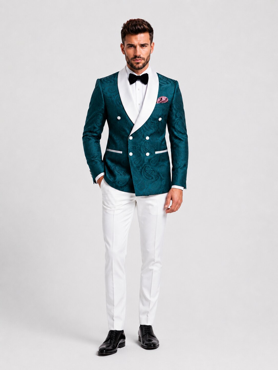 Paisley Double-Breasted Shawl Lapel Tuxedo