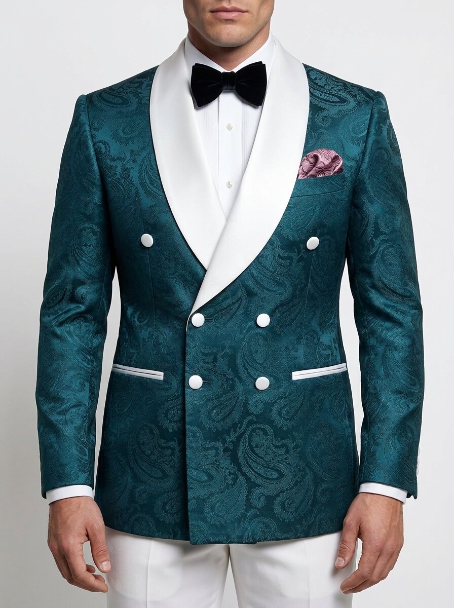 Paisley Double-Breasted Shawl Lapel Tuxedo