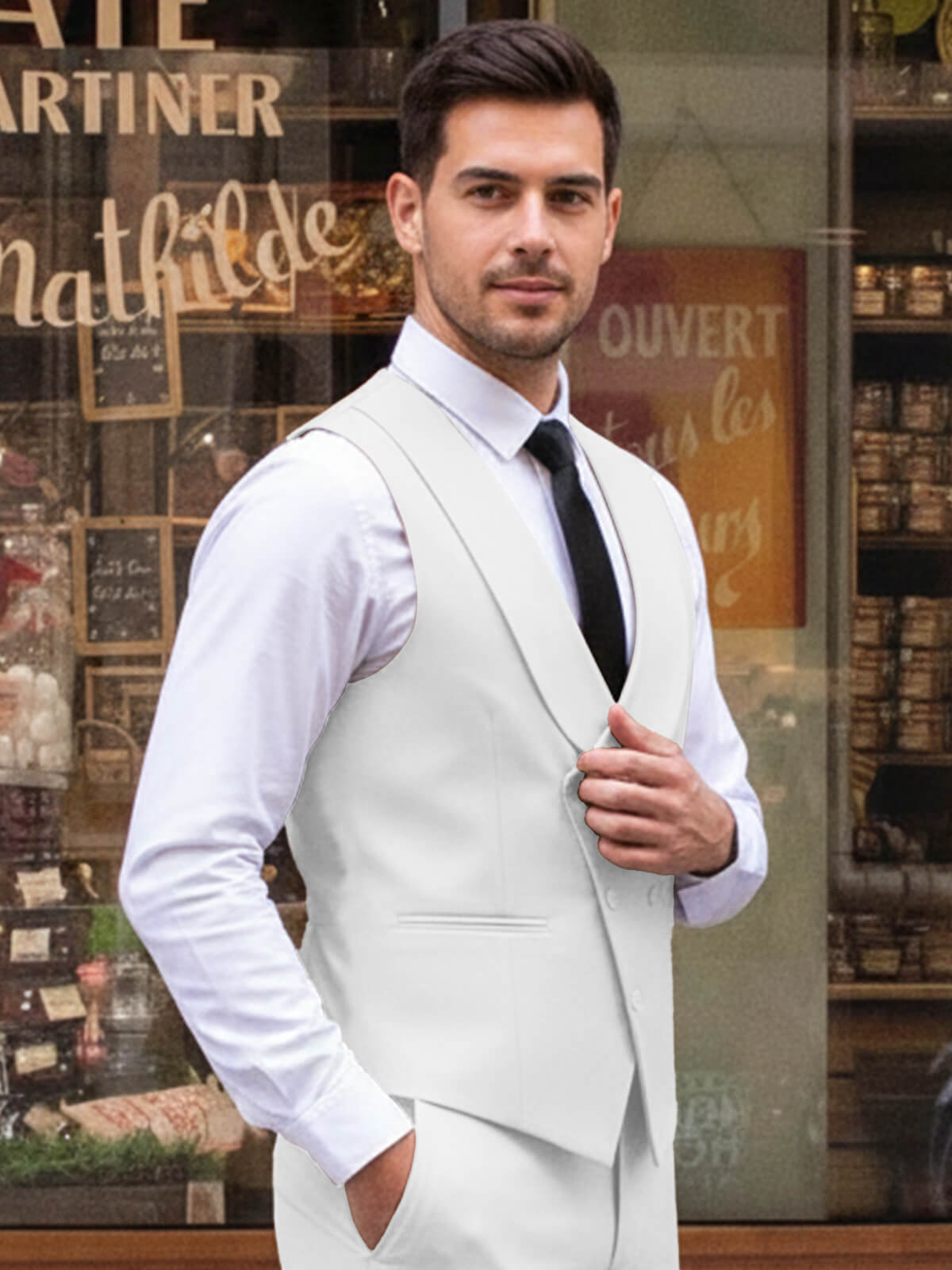 Men's Contrast Slim Fit Suits 3-Piece
