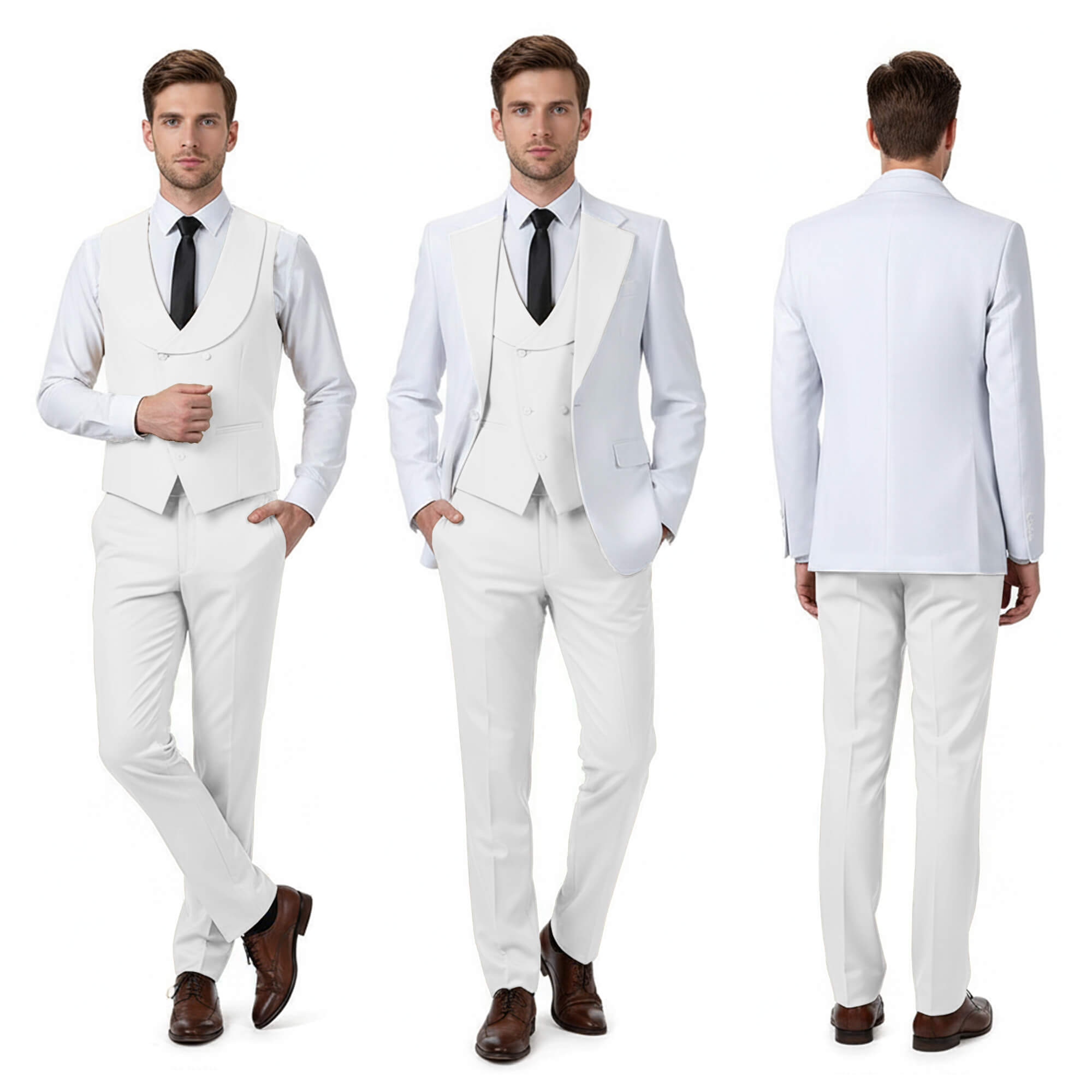 Men's Contrast Slim Fit Suits 3-Piece