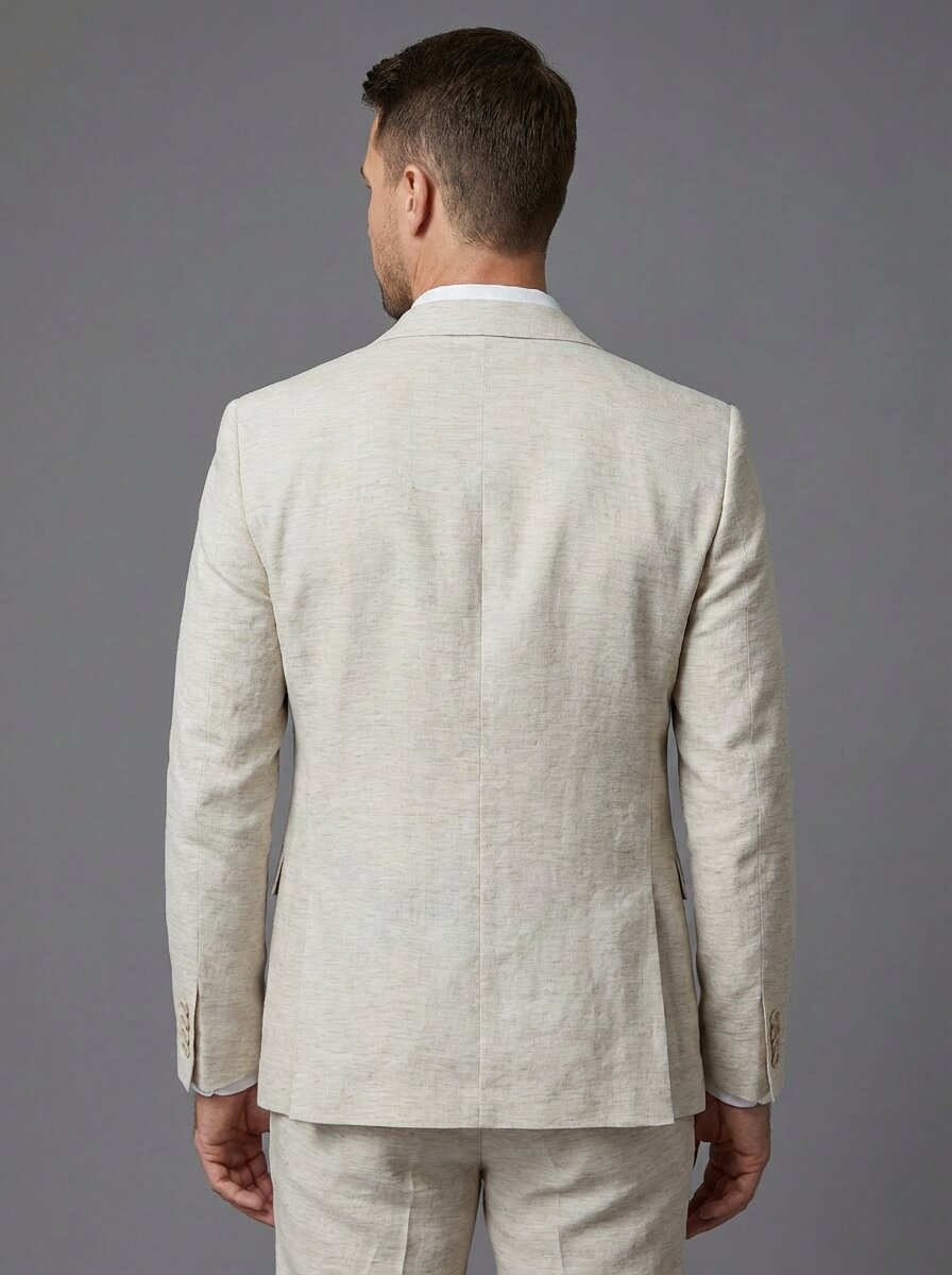 Men's Modern Linen Suit Set - Beige Groom & Groomsmen Suits