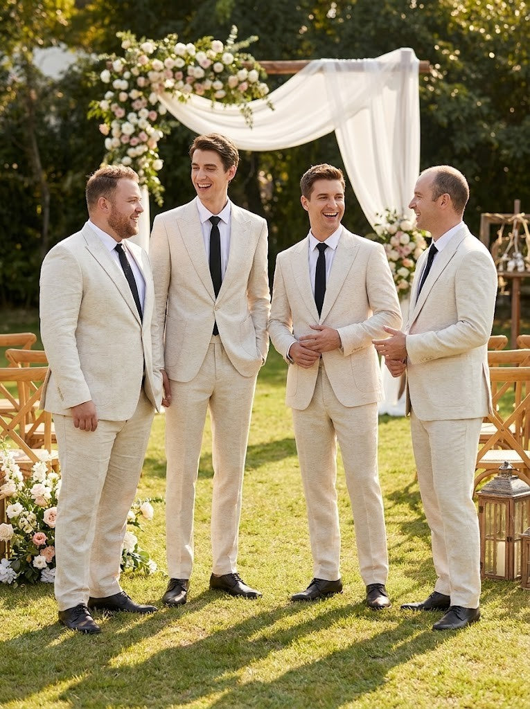 Men’s Linen Suit Lightweight Breathable Summer Wedding
