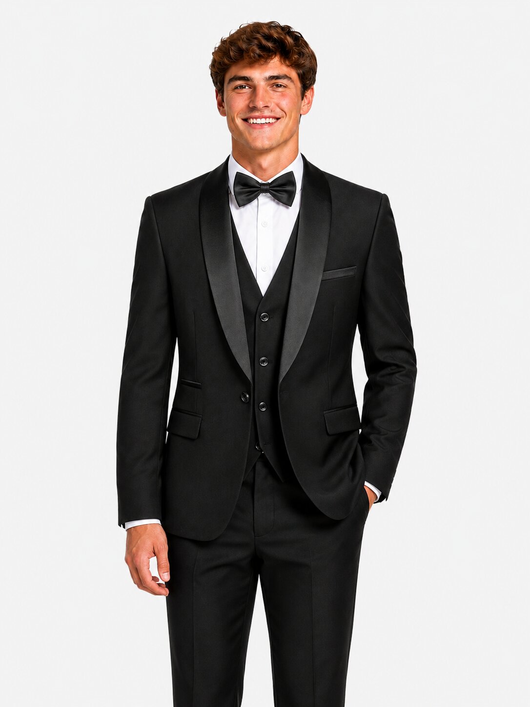 Men's Black Shawl Lapel 3 Piece Formal Suits