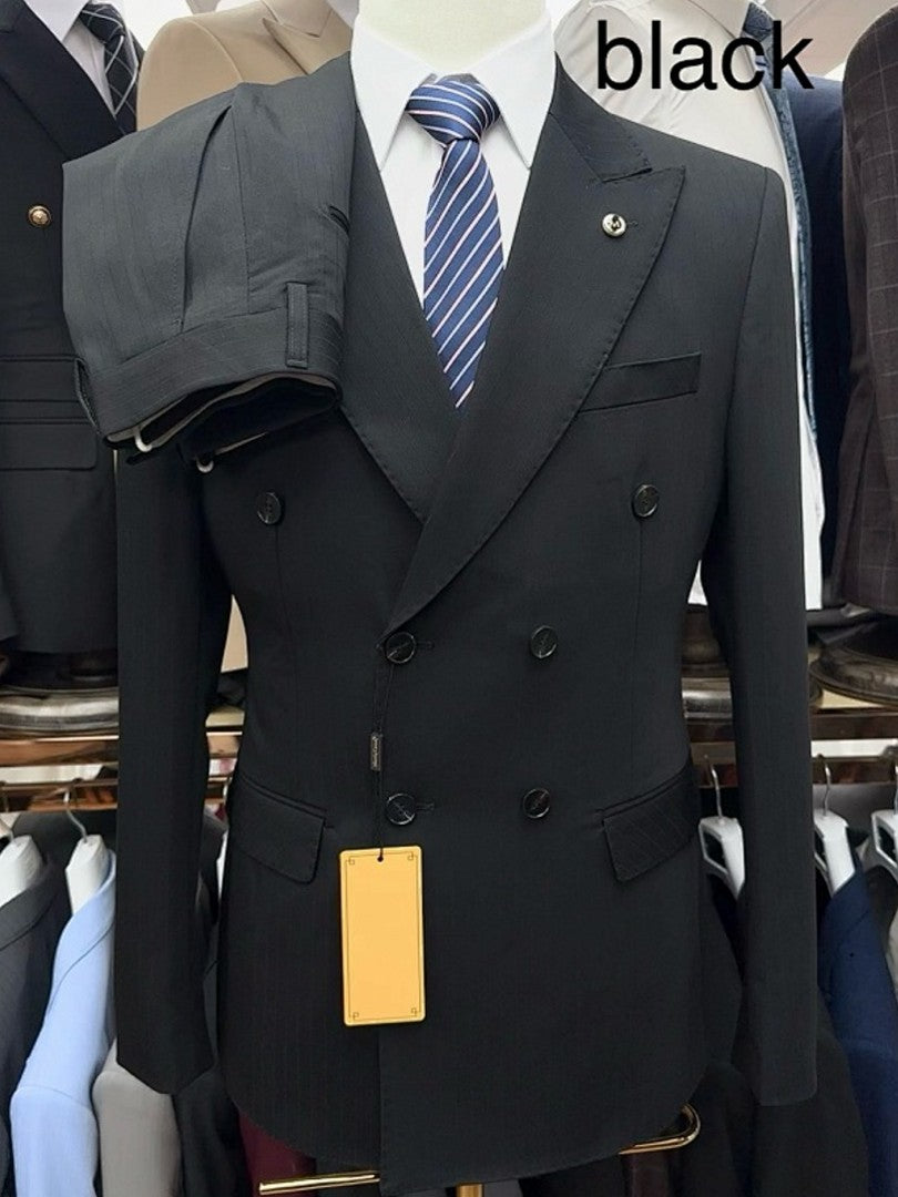 Men's Pinstripe Double Breasted Formal Suit