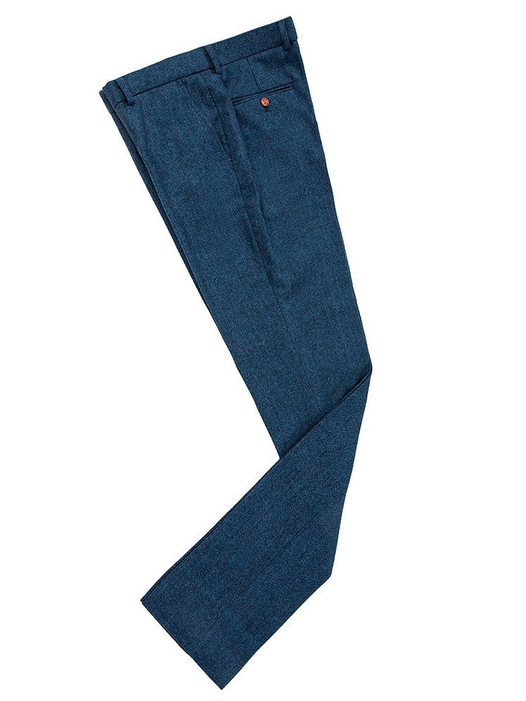 Blue Herringbone Tweed 3 Piece Suit