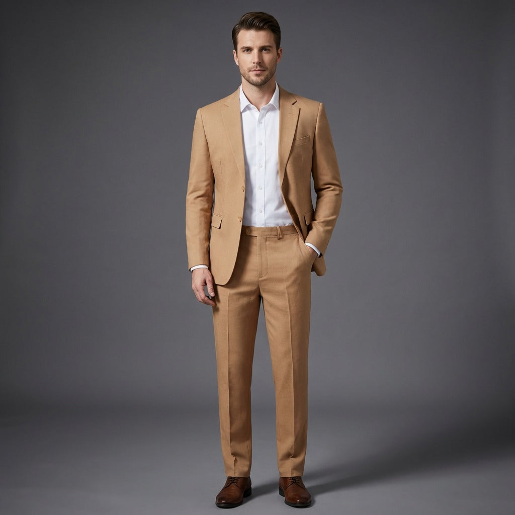 Men's Linen 2 Piece Suit - Summer Casual Wedding Suit