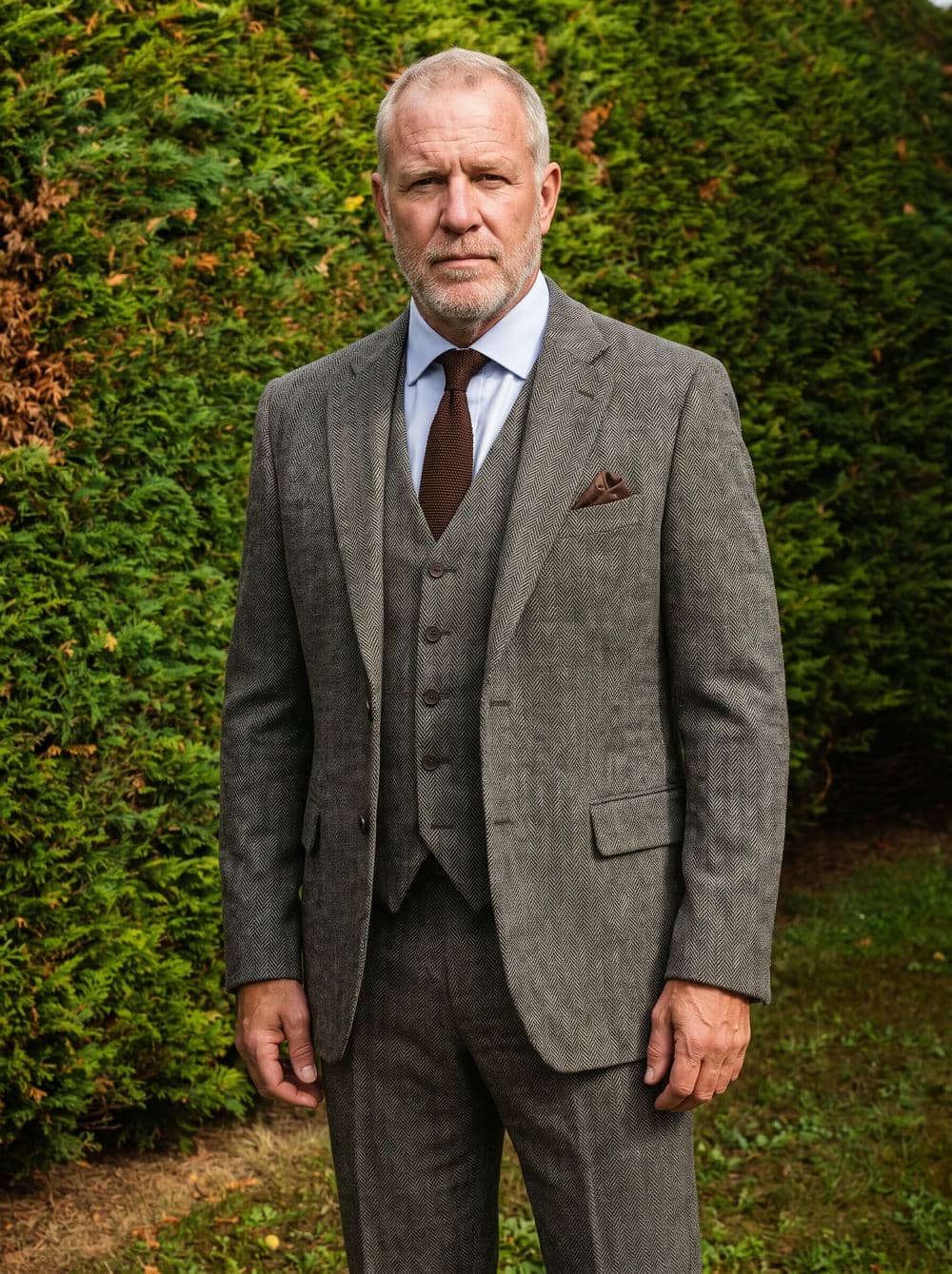 Classic Fit Herringbone Tweed 3 Piece Suit