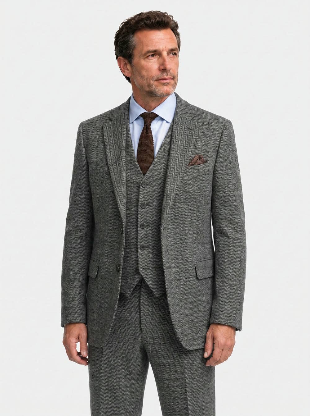 Classic Fit Herringbone Tweed 3 Piece Suit