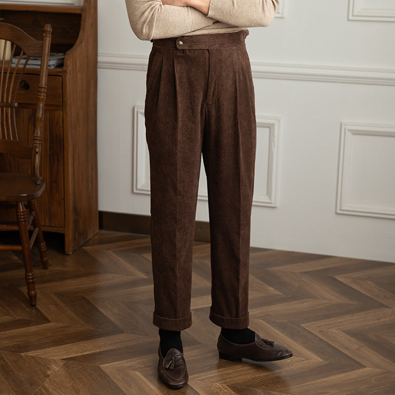 Men's Italian Style Corduroy Naples Suit Pants