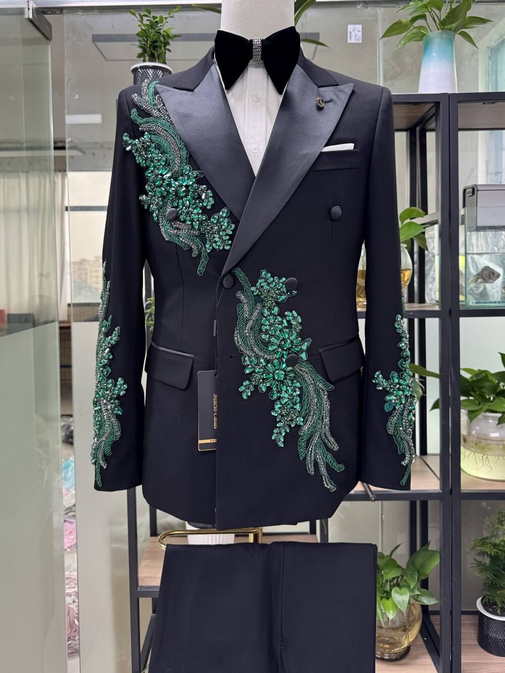 Gem Stone Prom Suit 2 Piece Emerald