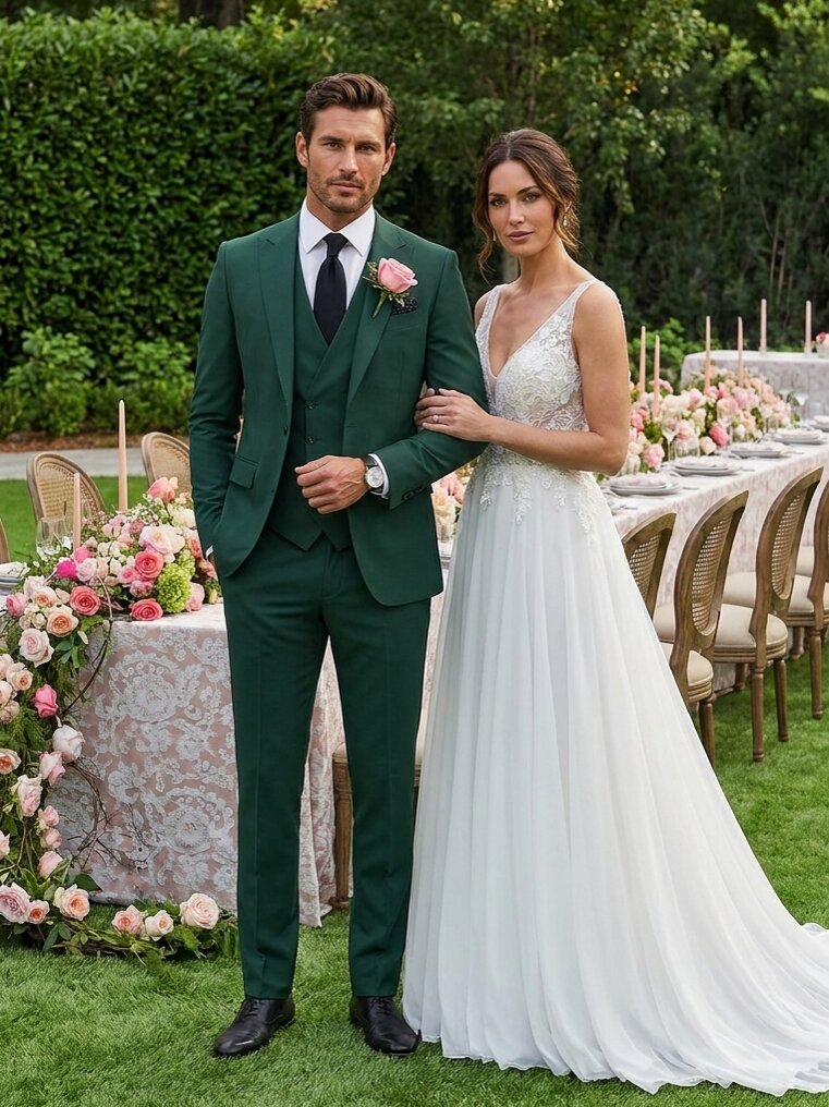 green wedding suit