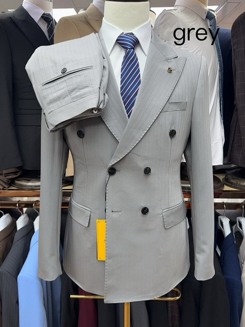 Men's Pinstripe Double Breasted Suit Slim Fit