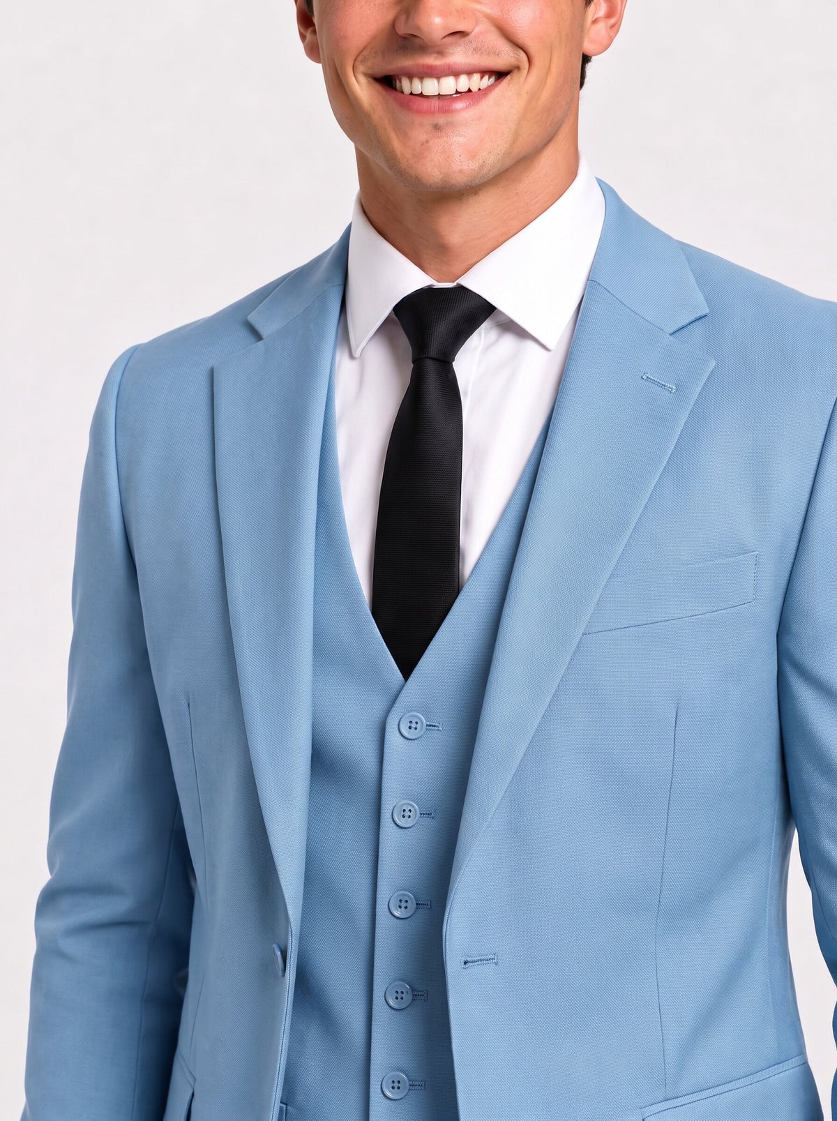 Men's Light Blue 3 Piece Slim Fit Suit